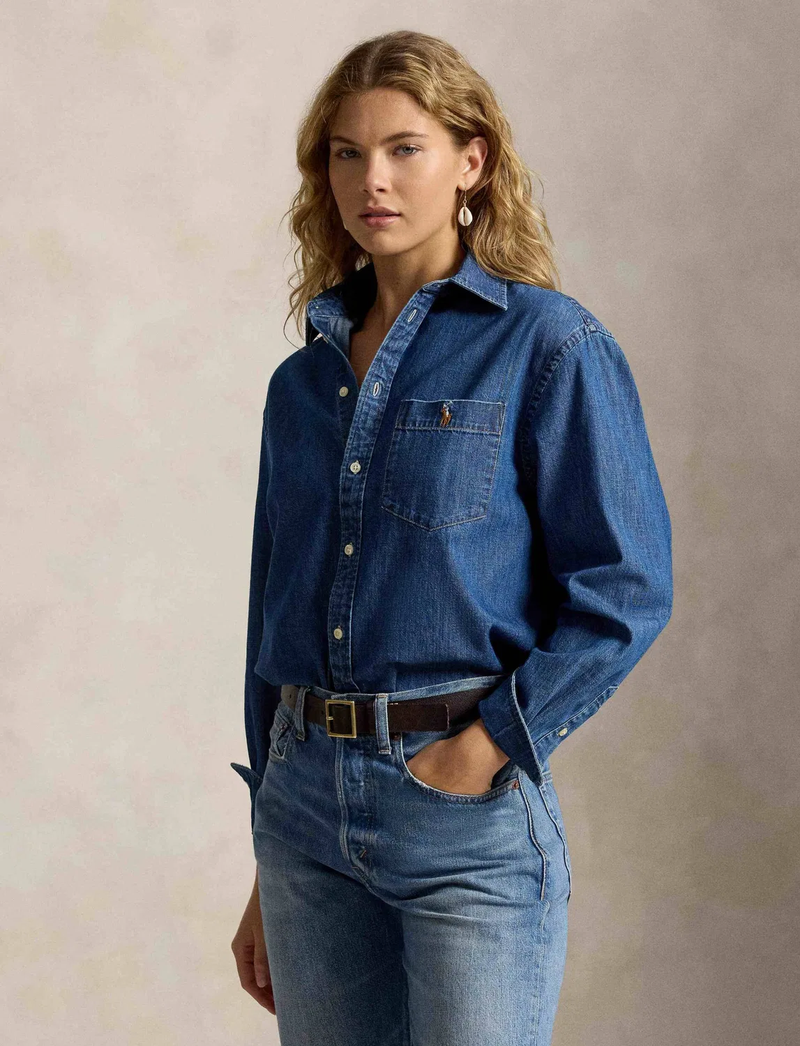 Джинсовая рубашка свободного кроя Polo Ralph Lauren, Blu