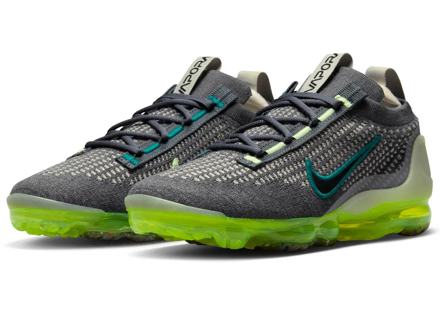 Детские кроссовки Lifestyle Nike Air VaporMax 2021 FK Nike, Dark Grey/Black-Barely Volt-Phantom — фото 2
