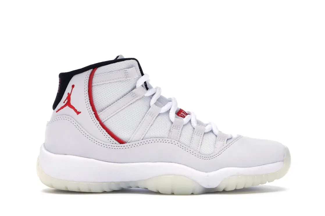Детские кроссовки для мальчиков и девочек с патентованным покрытием Jordan 11 Retro Jordan, Platinum Tint/University Red-Sail