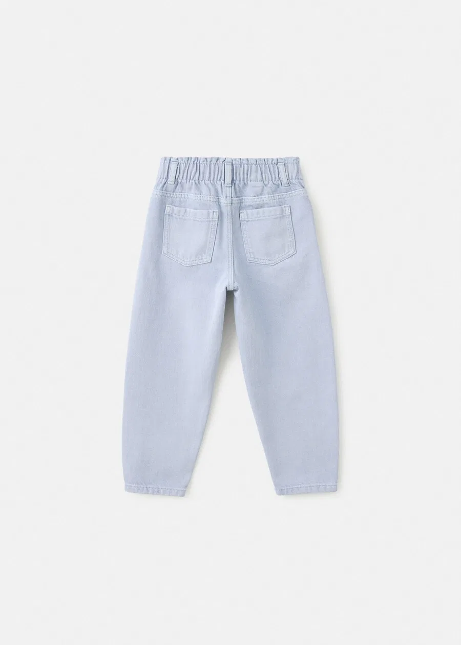 Детские джинсы MANGO KIDS Barrel Jeans светло-голубого цвета — фото 2