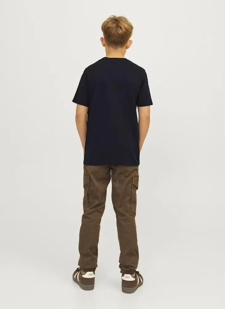 Футболка с принтом логотипа JJECORP Jack & Jones Junior, черный — фото 2