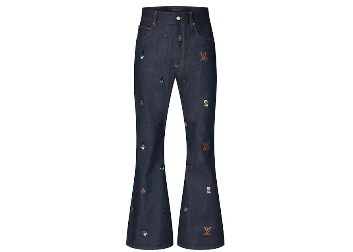 Мужские джинсы клеш с вышивкой Pants Henry Taylor Louis Vuitton, Indigo