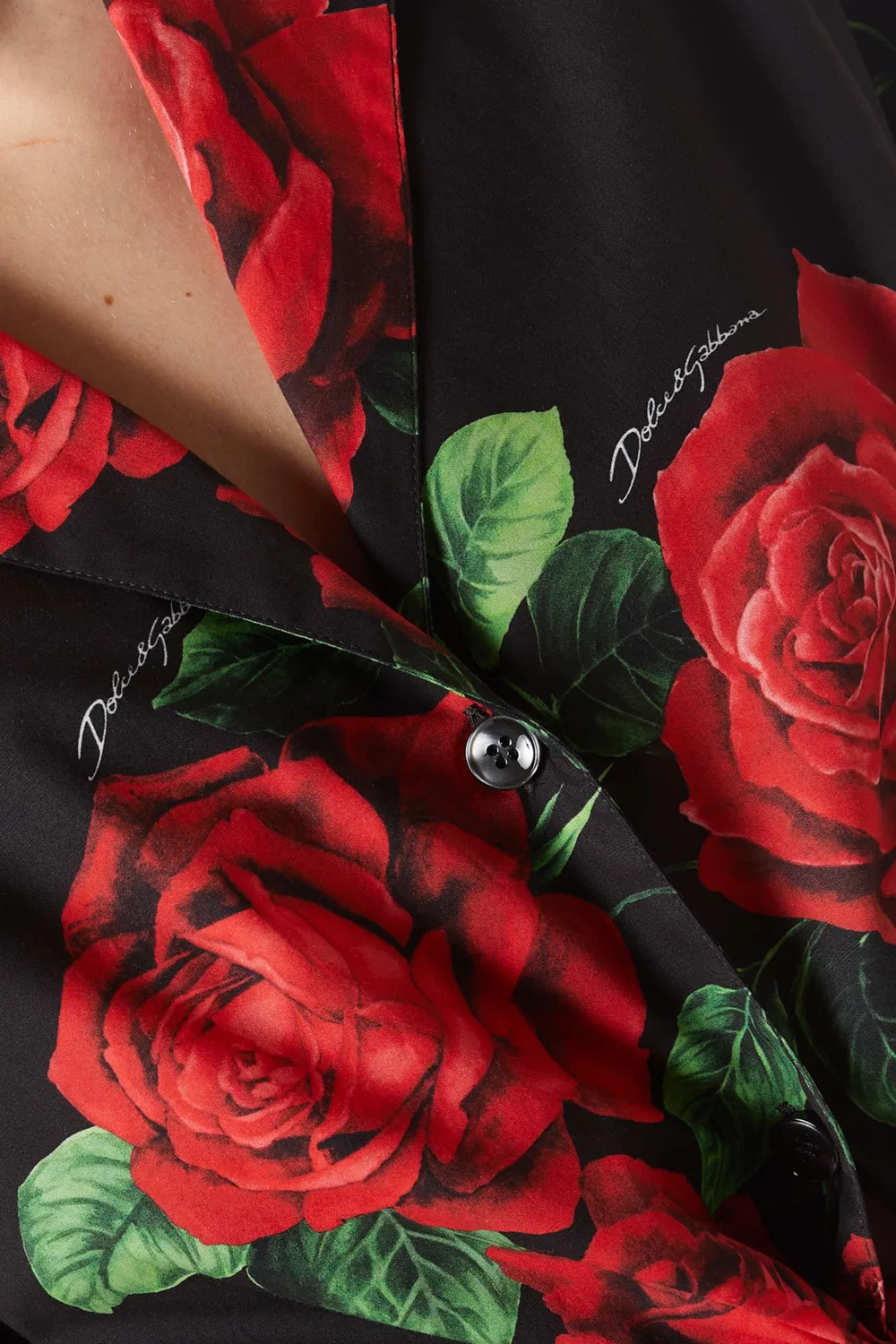 Рубашка укороченная с принтом роз хлопковая Dolce & Gabbana — фото 4