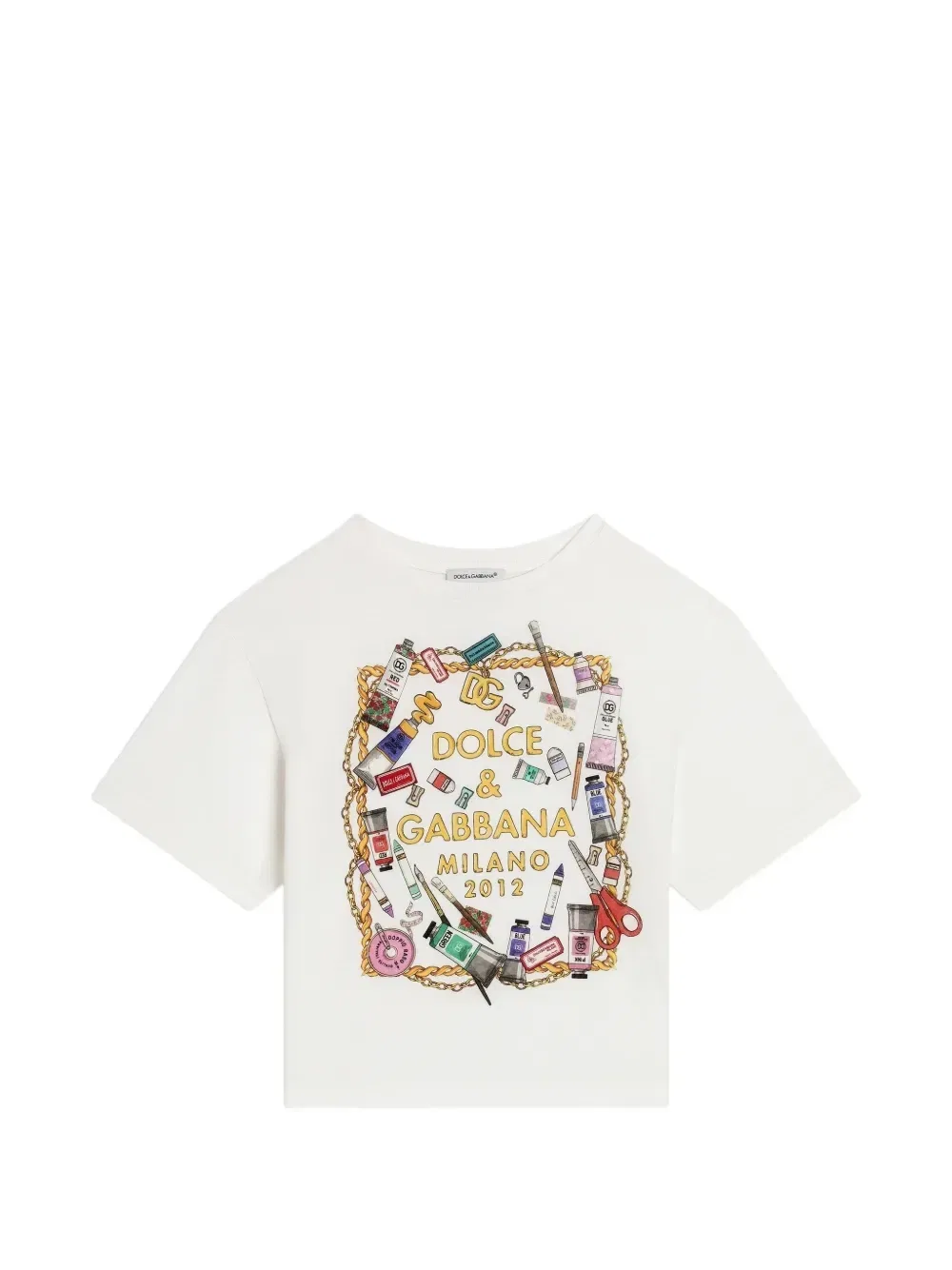 Хлопковая футболка Dolce & Gabbana Kids, бежевый