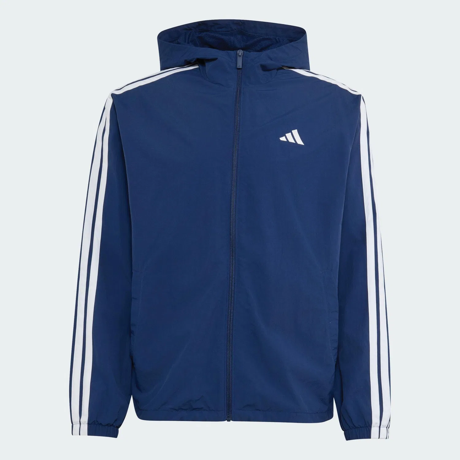 Мужская ветровка с капюшоном Essentials 3-Streifen Woven Windbreaker Adidas, Navyblau Weiss