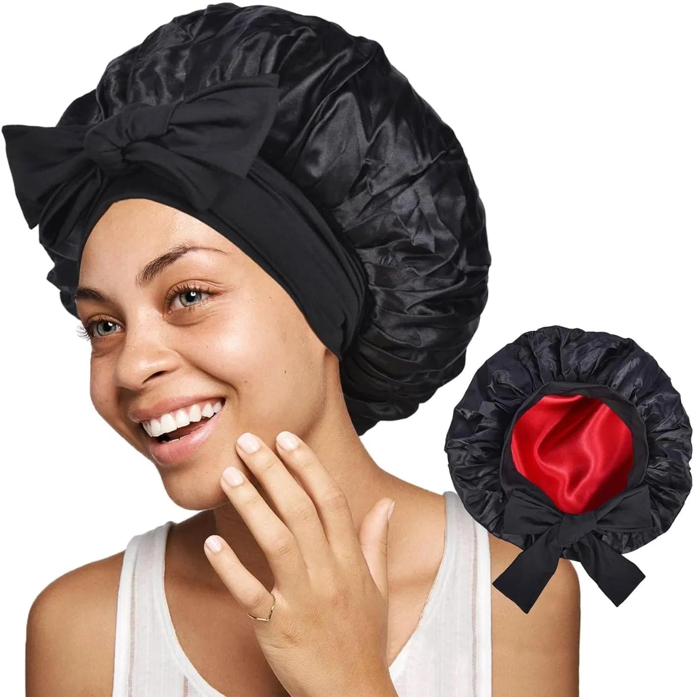 Шапочка для душа Satin Cap, COOLCHI, двойной слой, L, Black