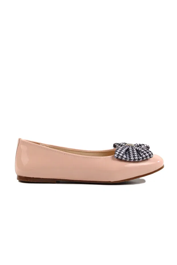 Детские балетки для девочек с бантом Powder Patent Leather Bow Ribbon Girls' Ballerinas 180 F Ayakmod, Powder Patent Leather
