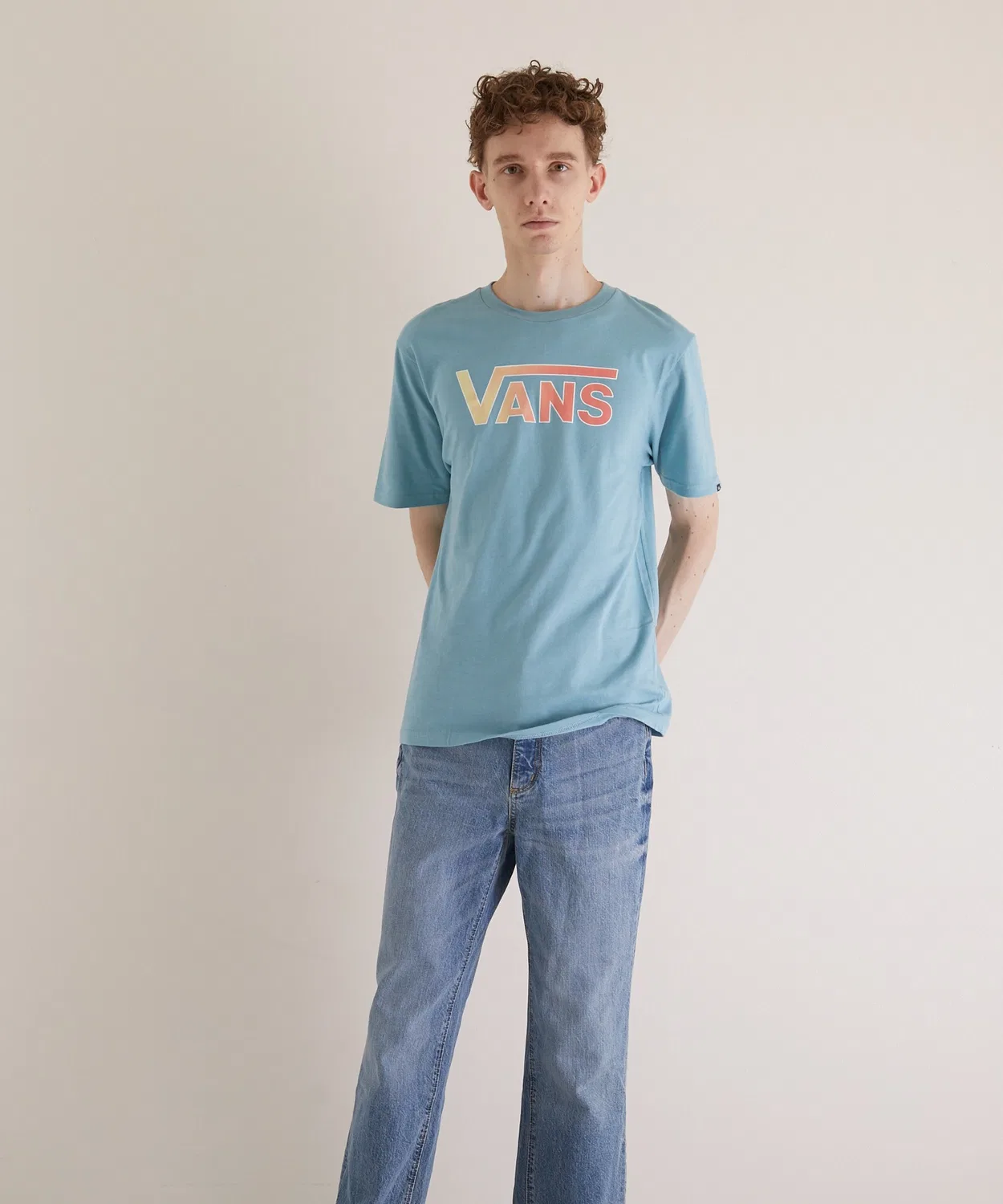 Детская футболка с длинным рукавомVANS CLASSIC LOGO FILL SS BOYS T US VANS, Saks Blue — фото 3