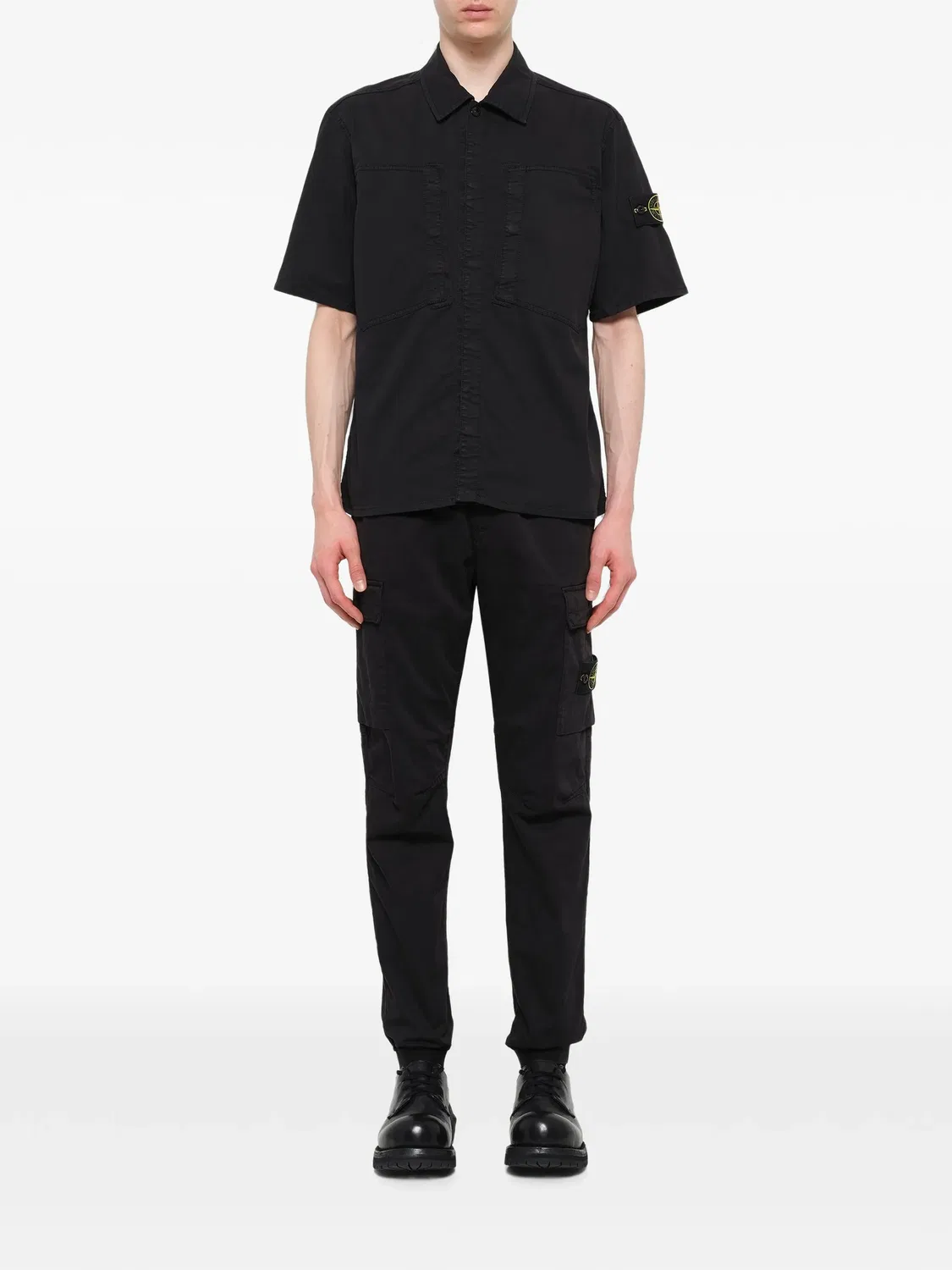 Твиловая рубашка из органического хлопка Stone Island, черный — фото 3
