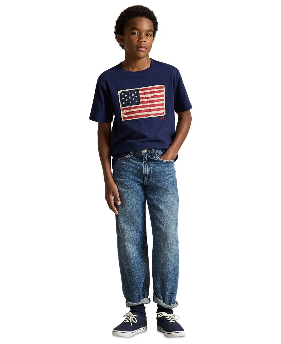 Детская футболка с аппликацией флага и вышивкой RL Polo Ralph Lauren, Cruise Navy — фото 3