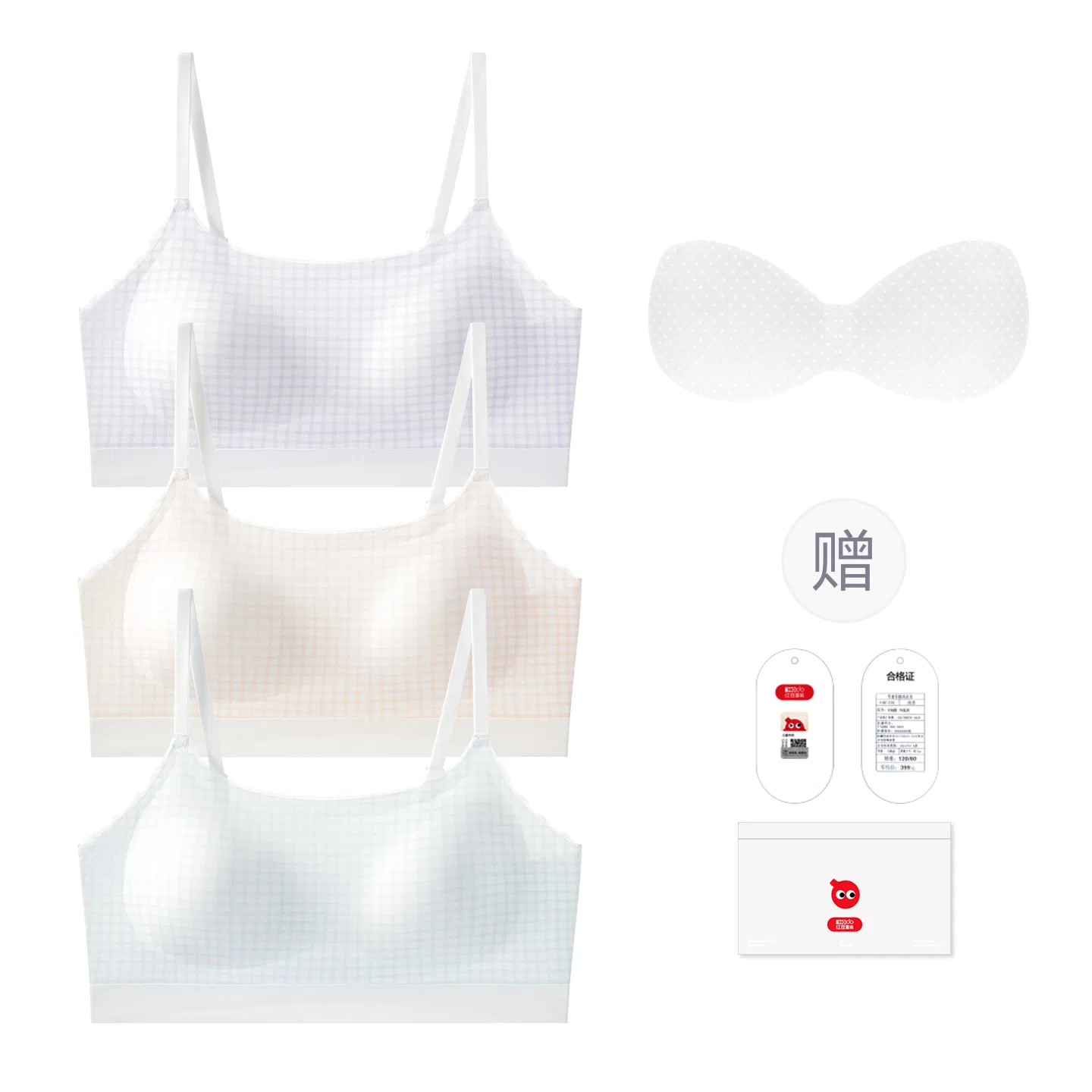 Детское нижнее белье для девочек с бретельками-спагетти Red bean, Pink White Grid Purple White Grid