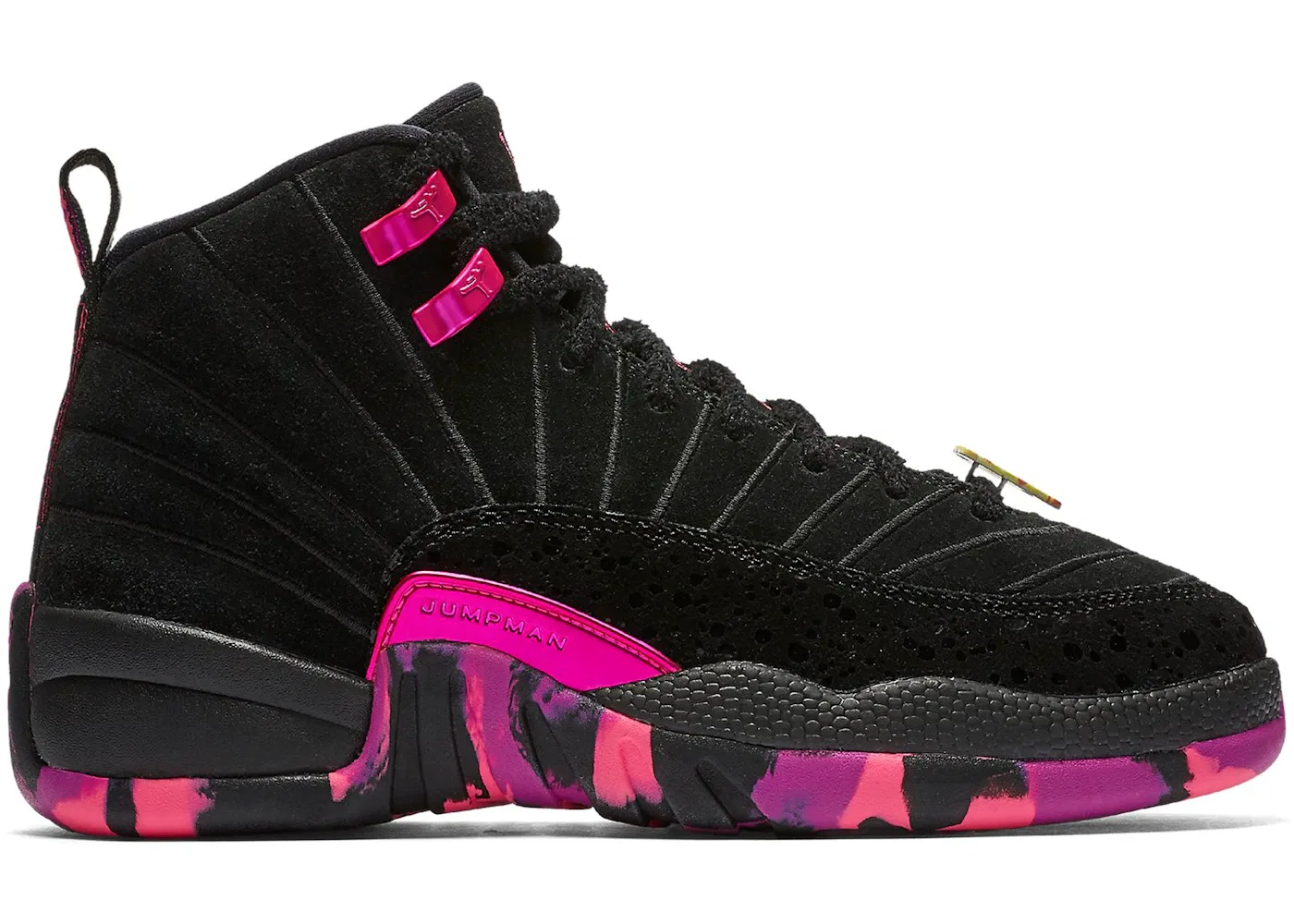 Детские кроссовки Lifestyle Jordan 12 Retro, Black/Pink Blast-Hyper Violet