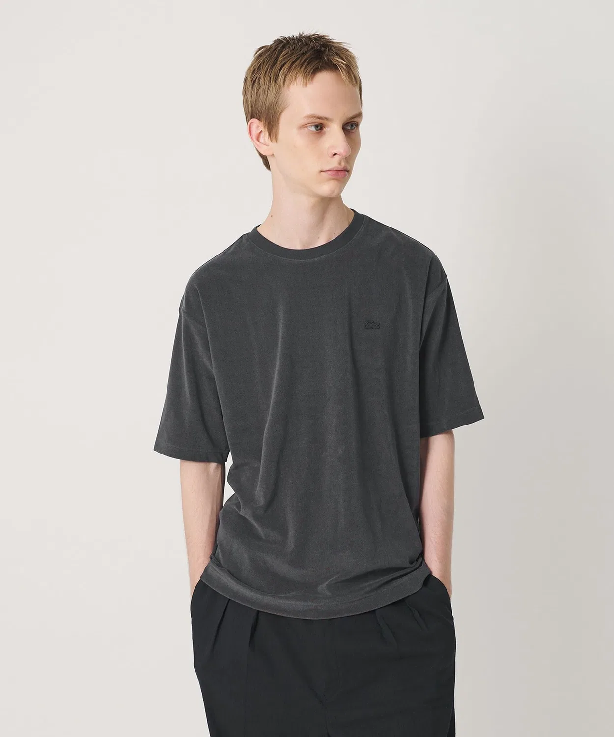 Мужская футболка с коротким рукавом из махровой ткани LACOSTE, Dark Grey