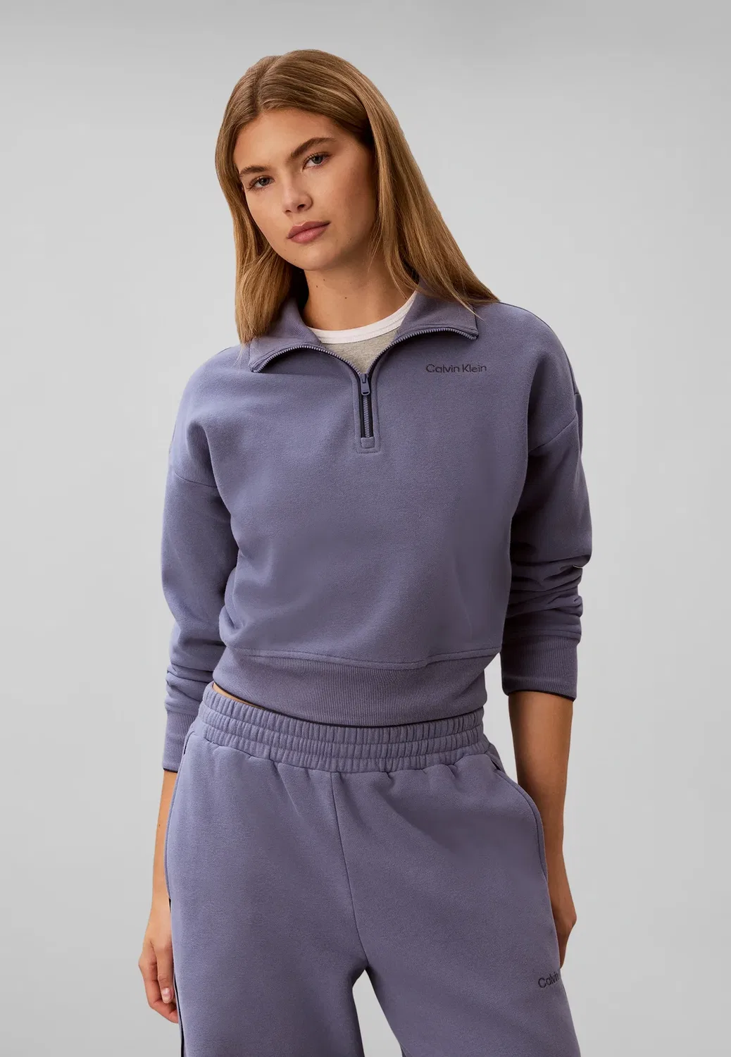 Толстовка с застежкой-молнией на четверть длины Calvin Klein, Stone Hard Blue — фото 3