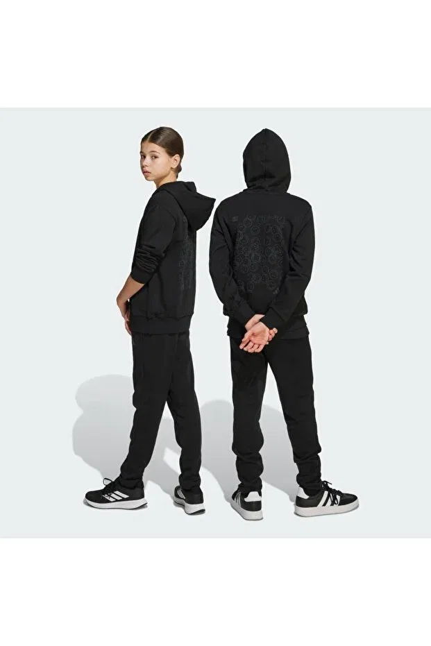 Детские спортивные брюки для девочек с принтом Adidas, Black — фото 2