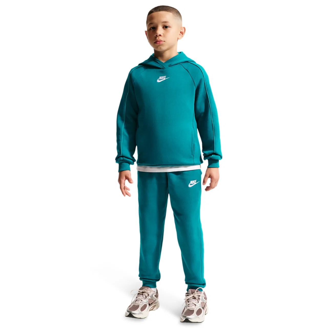 Детский спортивный комплект из футера с капюшоном NSW Club Fleece Nike, Bright Spruce Bright Spruce Energy