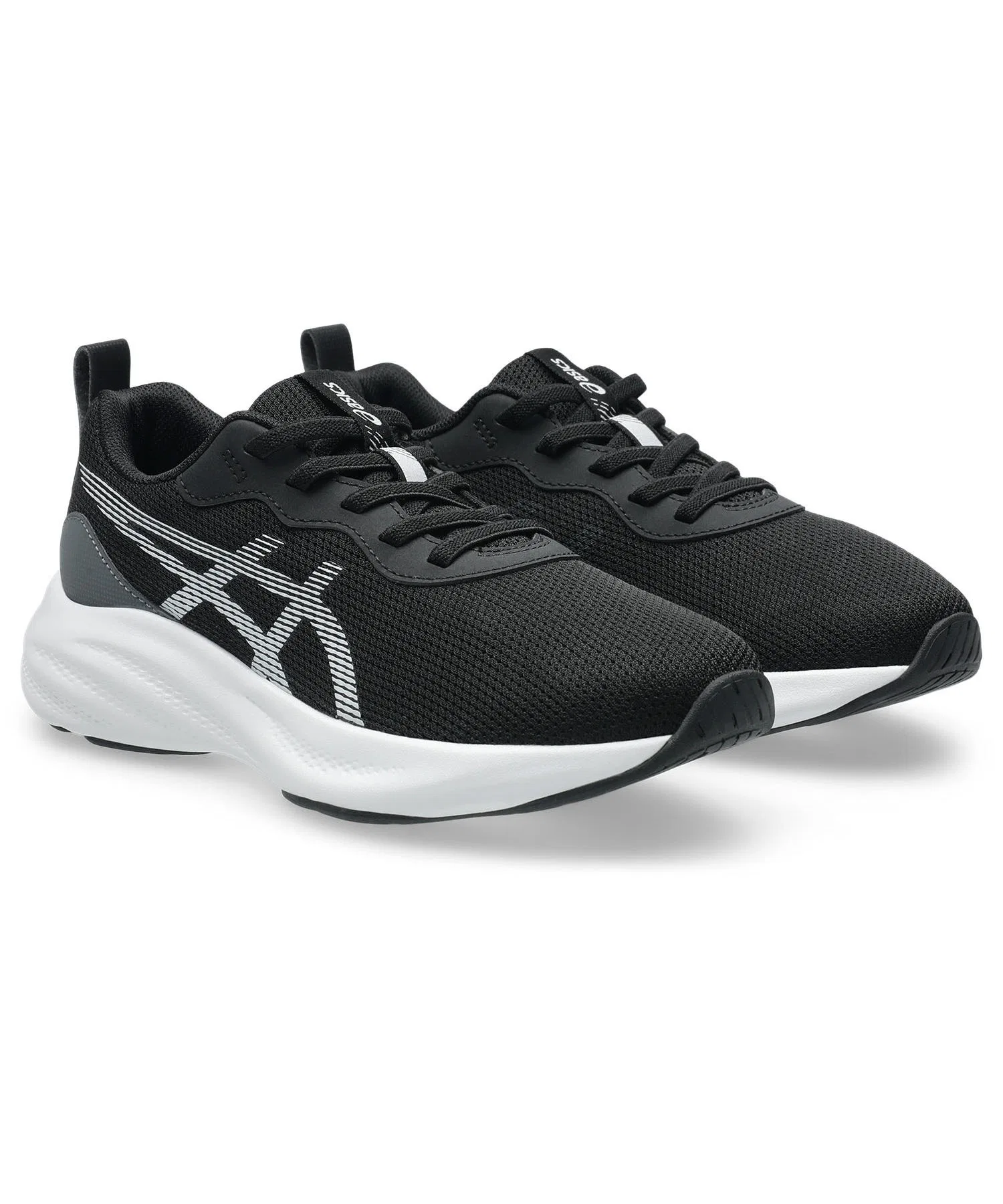 Детские кроссовки LAZERBEAM MP-S с резинками ASICS чёрные с белым