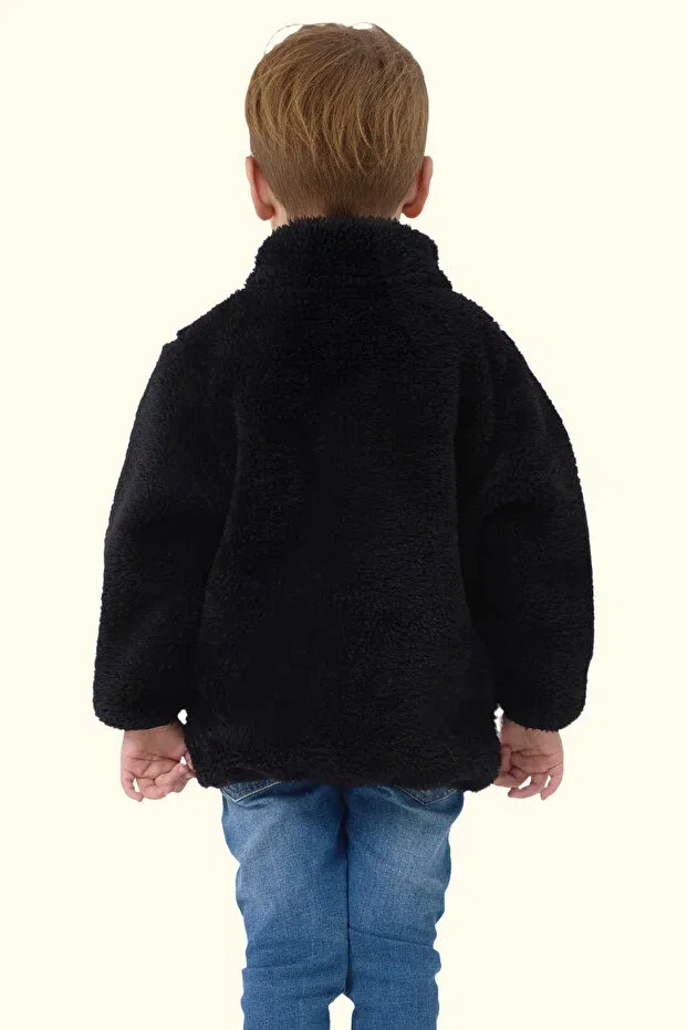 Детское зимнее пальто для девочек плюшевое Royalside, Black — фото 4