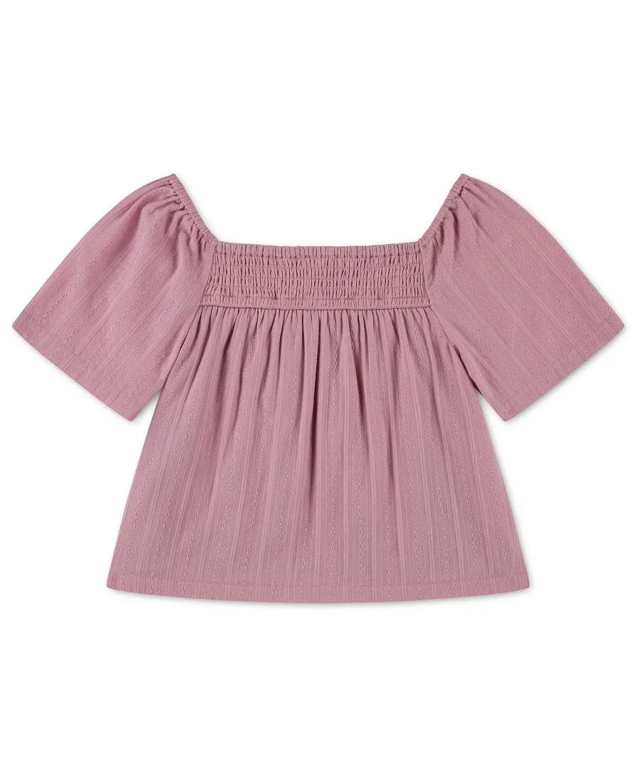 Детское топ-трапеция с коротким рукавом для девочек Boho Swing Top abercrombie kids, Dusty Rose — фото 2