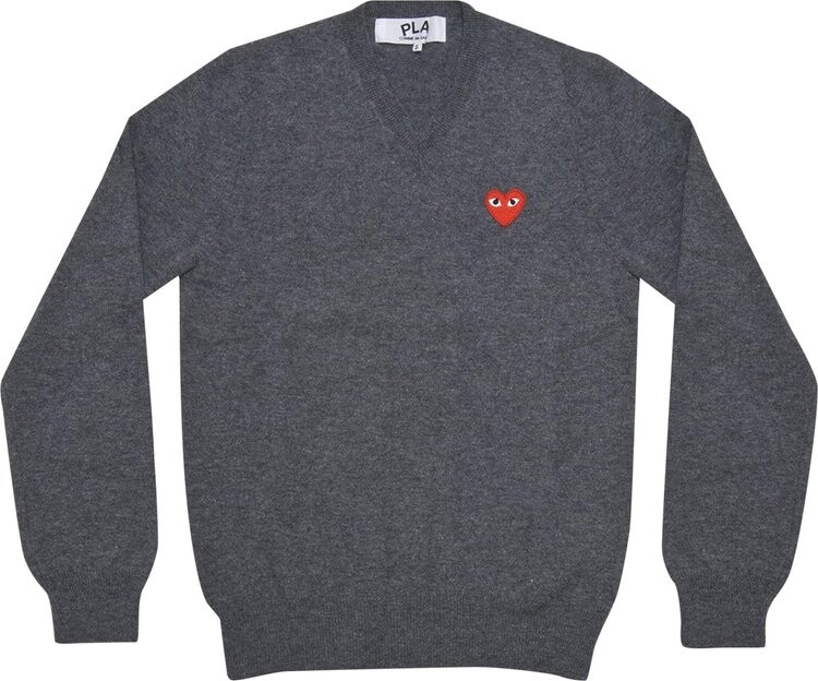 

Свитер Comme des Garçons PLAY Heart Patch V Neck Sweater 'Grey', серый