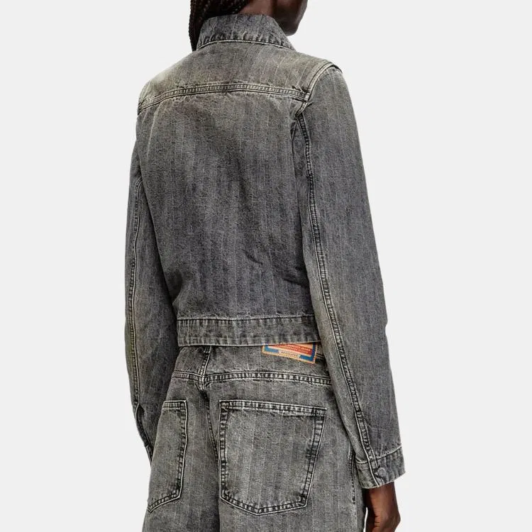 Женская джинсовая куртка с принтом елочка De Corb DIESEL, Light Gray — фото 4