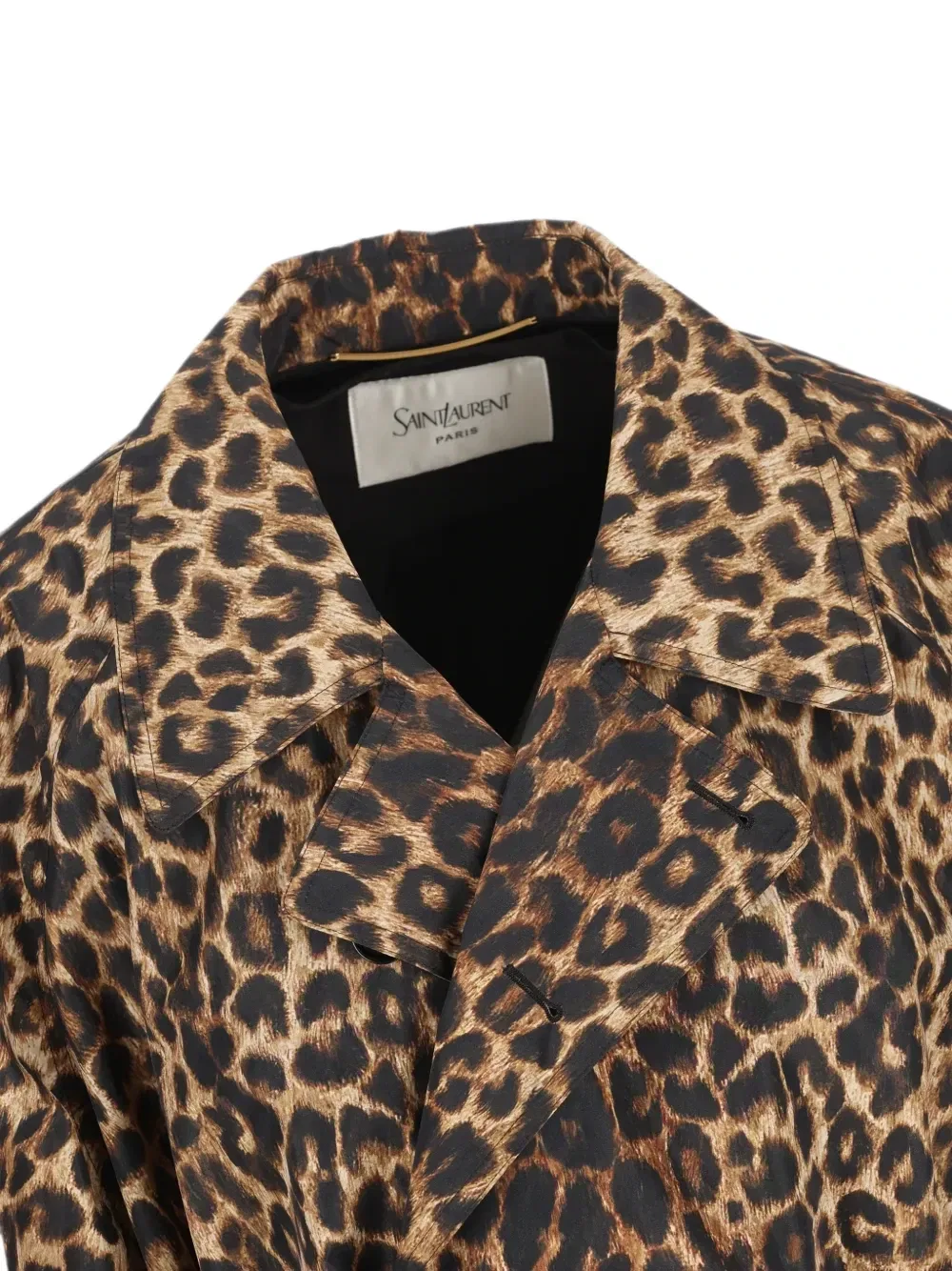 Плащ из нейлона с леопардовым принтом Saint Laurent, коричневый — фото 4
