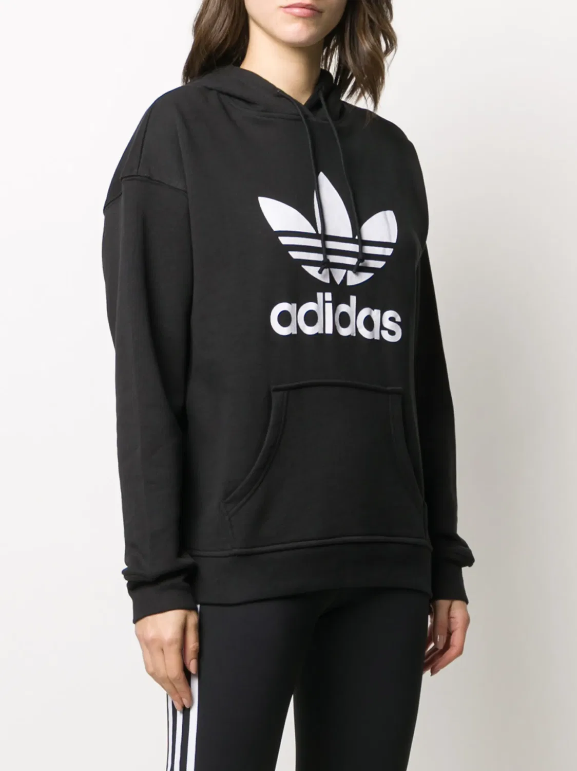 Худи с принтом Trefoil Adidas, черный — фото 3