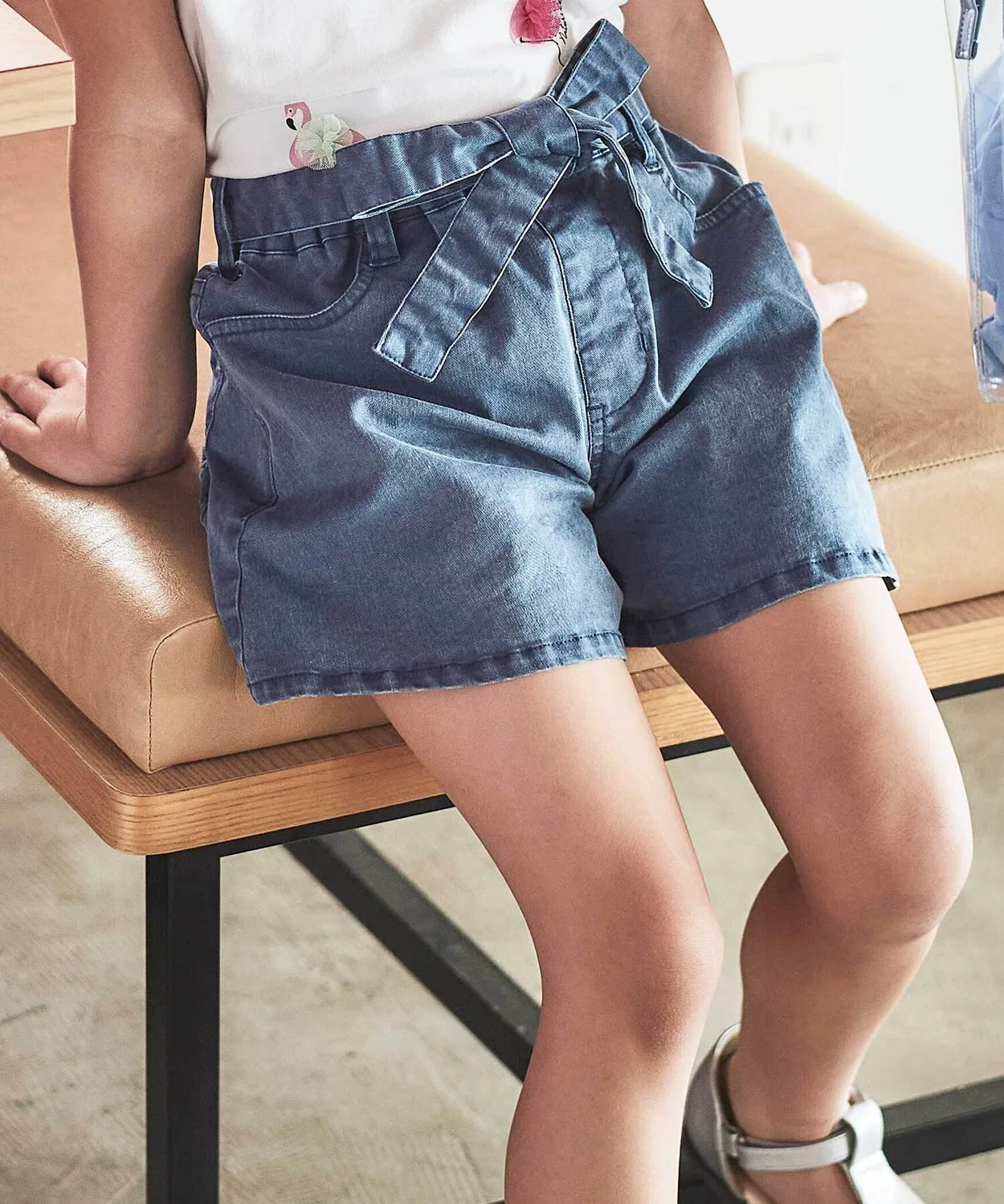 Детские шорты цвета хаки с поясом Safari BeBe, Navy
