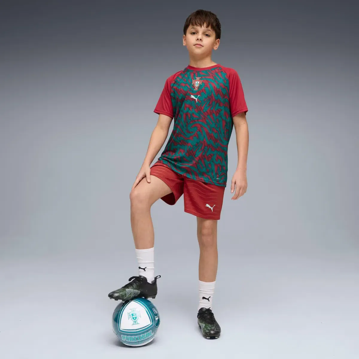 Детская футболка для мальчиков с длинным рукавом FPF Warm Up Jr Puma, Красный — фото 4