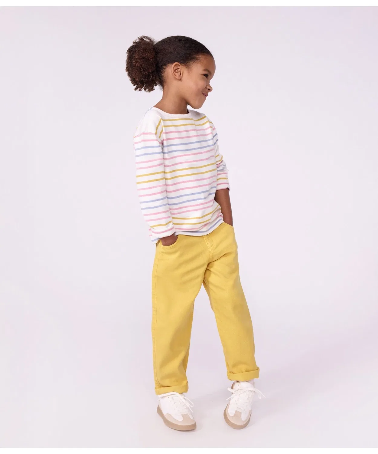 Детский лонгслив с принтом Marinière PETIT BATEAU, Белый — фото 2