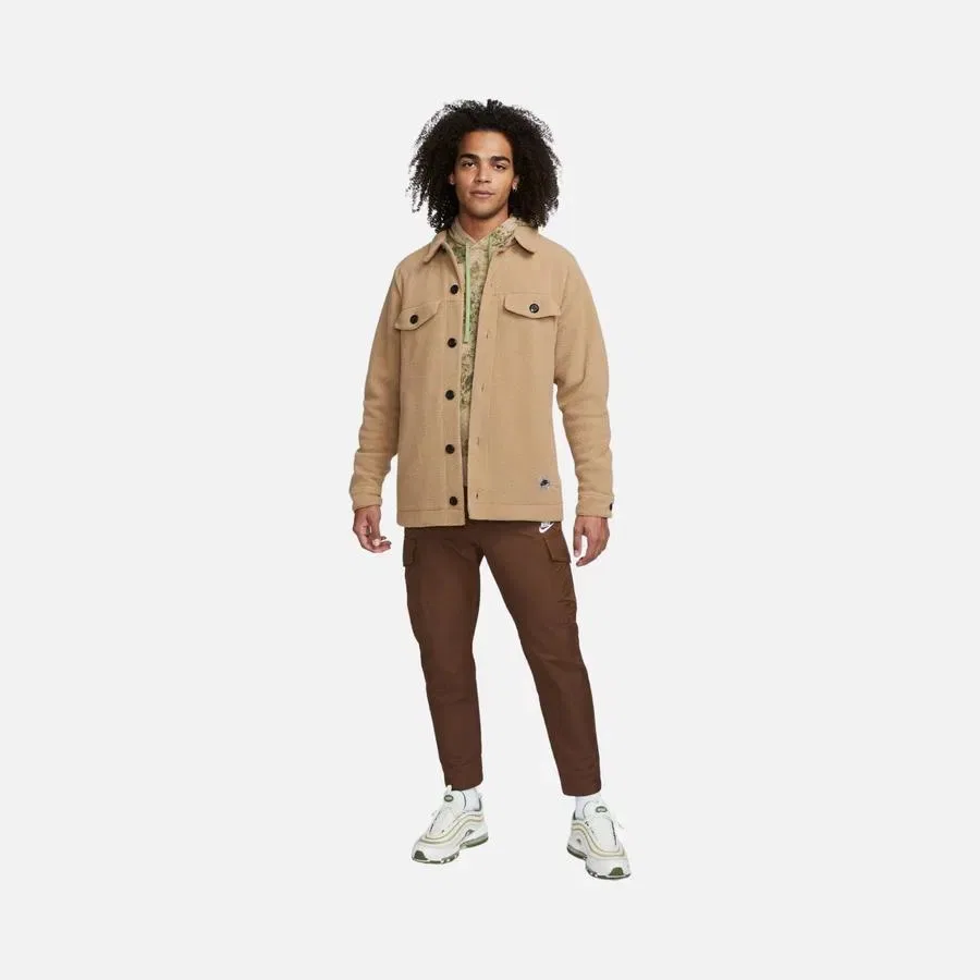 Куртка из флиса с принтом Nike Sportswear Sport Utility Sherpa Full-Length Button, Коричневый