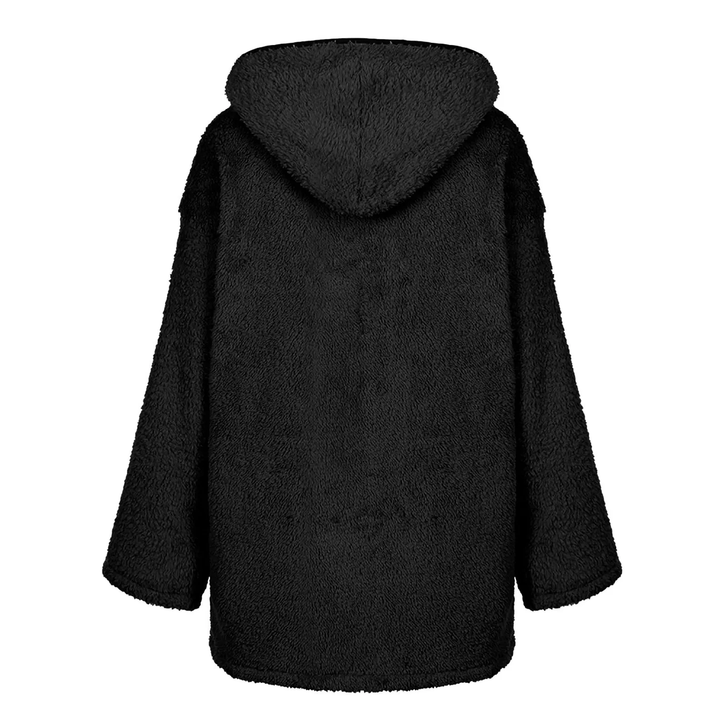 Женское утепленное пальто из шерсти с молнией, модель Artificial Cashmere Cardigan, Black — фото 4