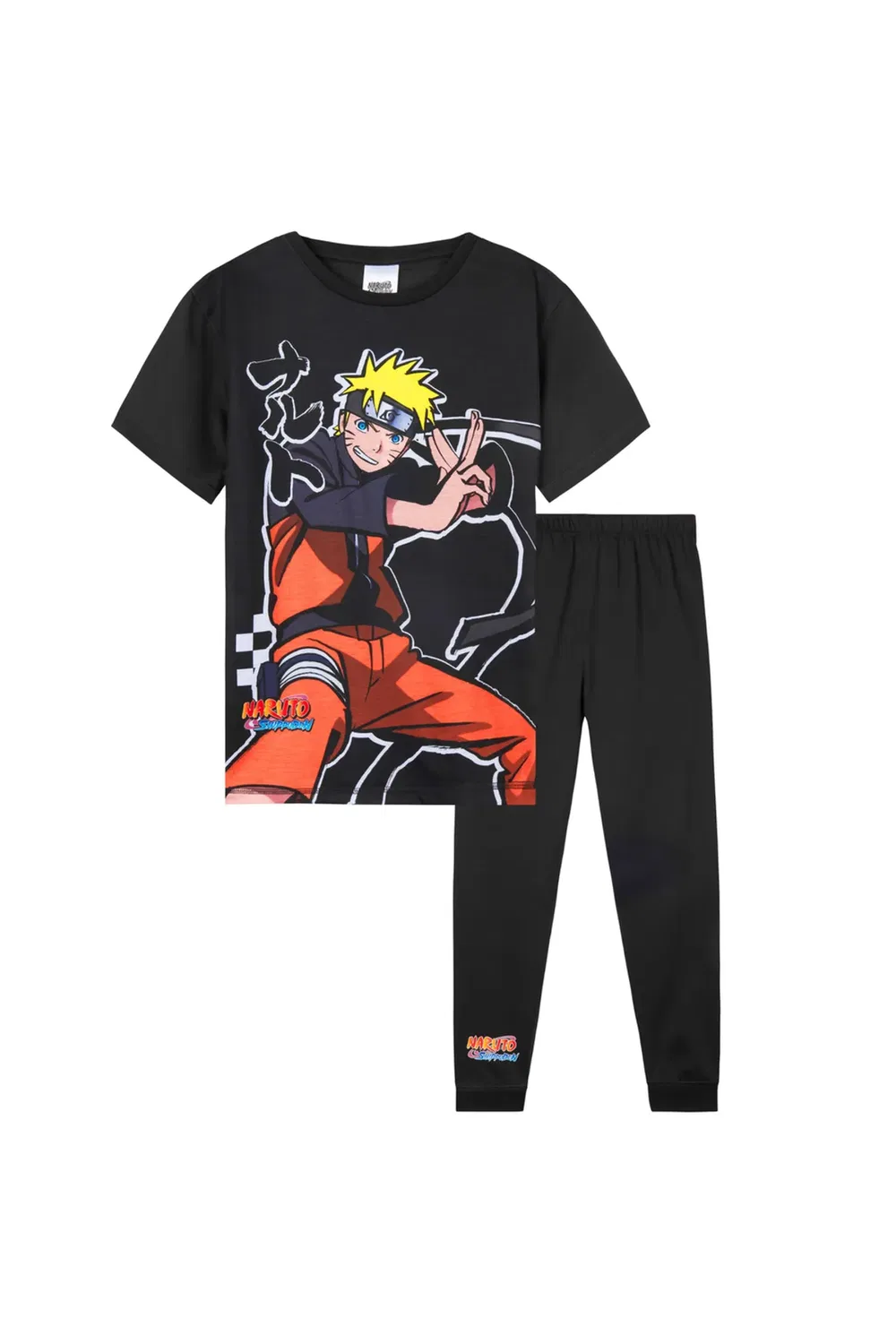 Пижамный комплект с принтом Naruto, Черный