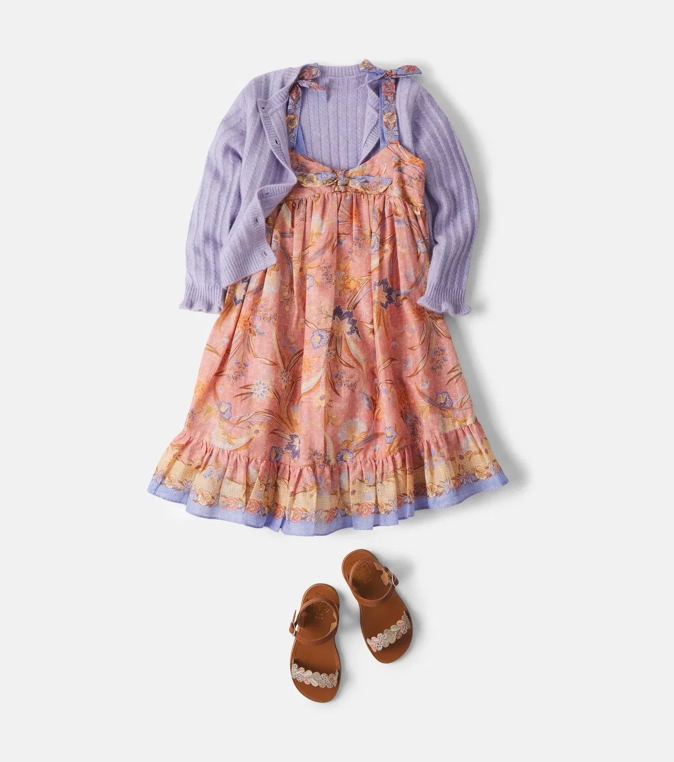 Платье хлопковое с цветочным принтом Indra Zimmermann Kids, розовый — фото 2