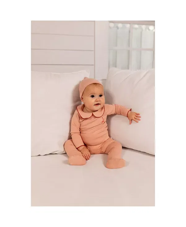 Детский комбинезон для девочек с длинным рукавом French Grandpa Footie Pouf, розовый — фото 3