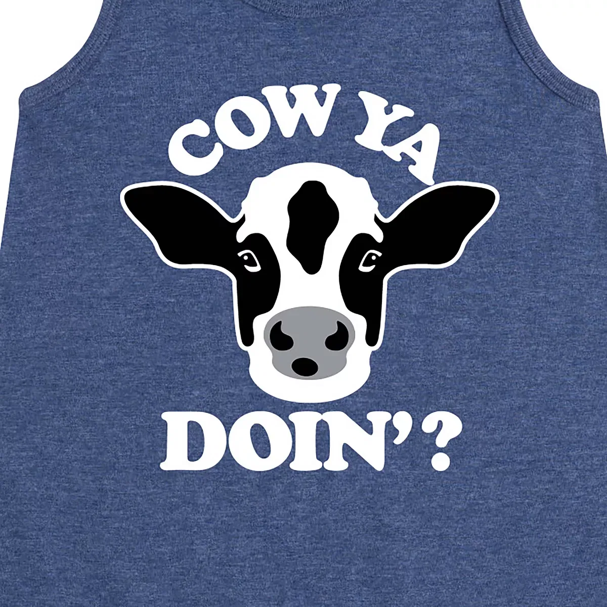Детское платье для девочек без рукавов с принтом Cow Ya Doin Instant Message, Heather Navy — фото 2