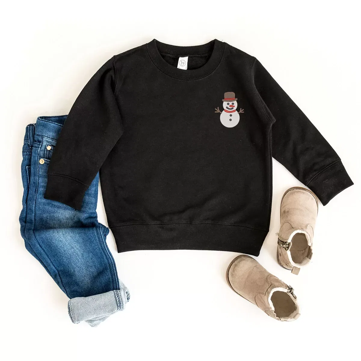 Детский свитшот для девочек с вышивкой Embroidered White Snowman The Juniper Shop, Red — фото 3