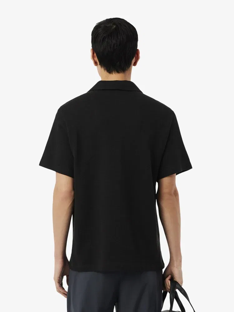 Футболка поло с коротким рукавом, льняная, модель PH2449 LACOSTE, Black — фото 3