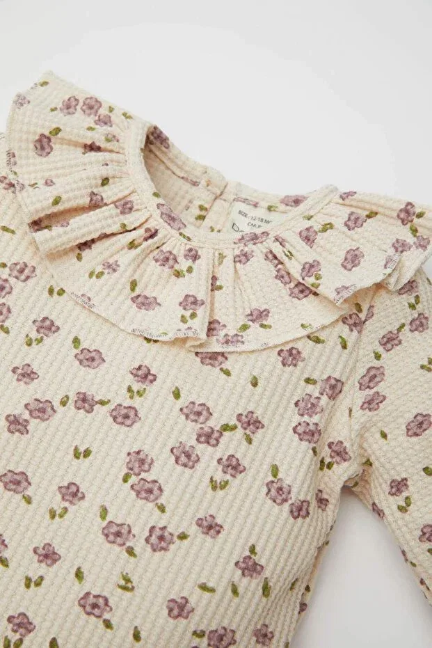 Детская футболка для девочек с длинным рукавом Defacto, Beige-Bg744 — фото 2
