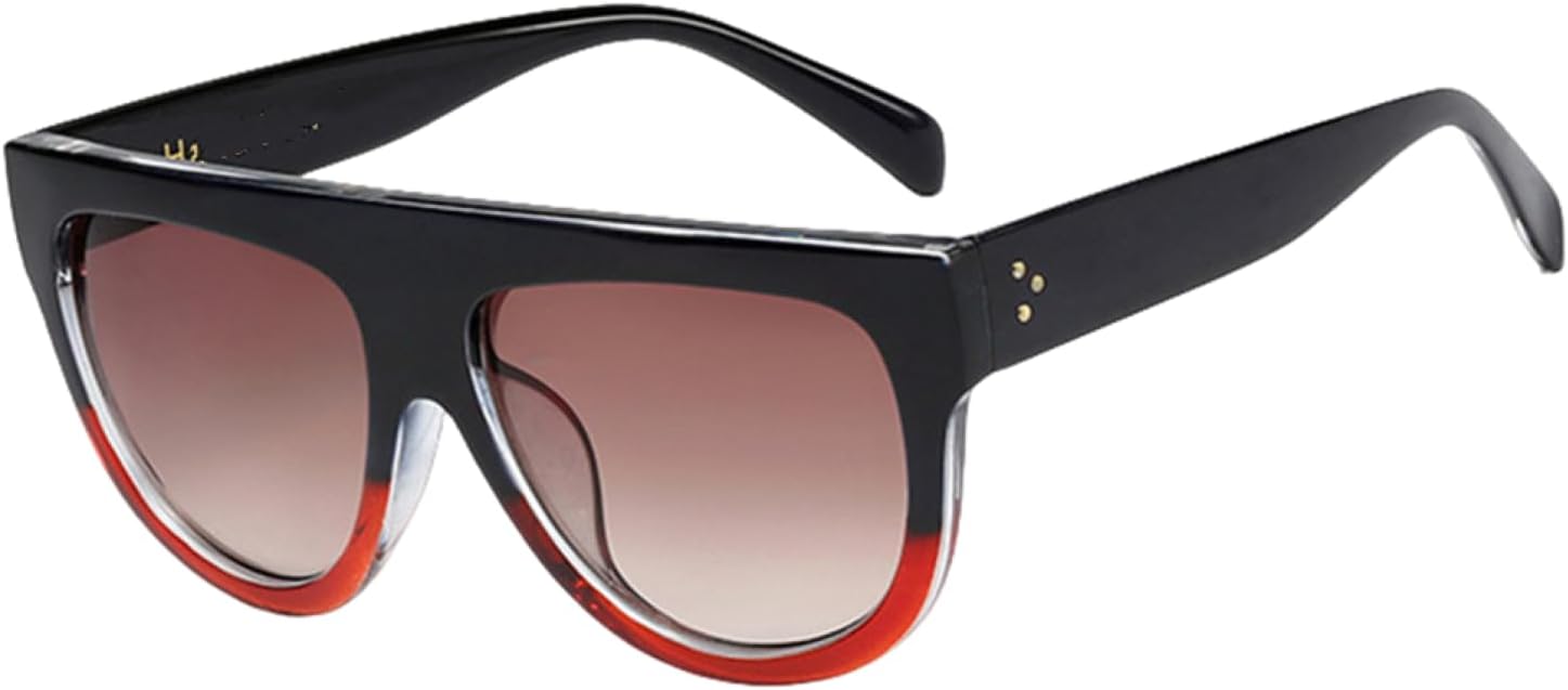 

Женские солнцезащитные очки с металлическими шарнирами, плоской верхней частью, ретро-оправой, большой градиентной рамкой, классические мужские очки с прозрачными линзами UV400 HHZZYVY, Black Tea Tea