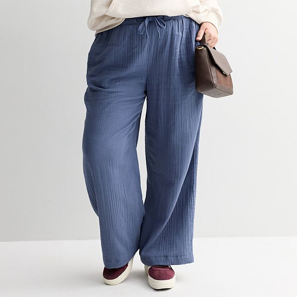 

Широкие брюки из двойного муслина для подростков plus size So, Cyclone Blue