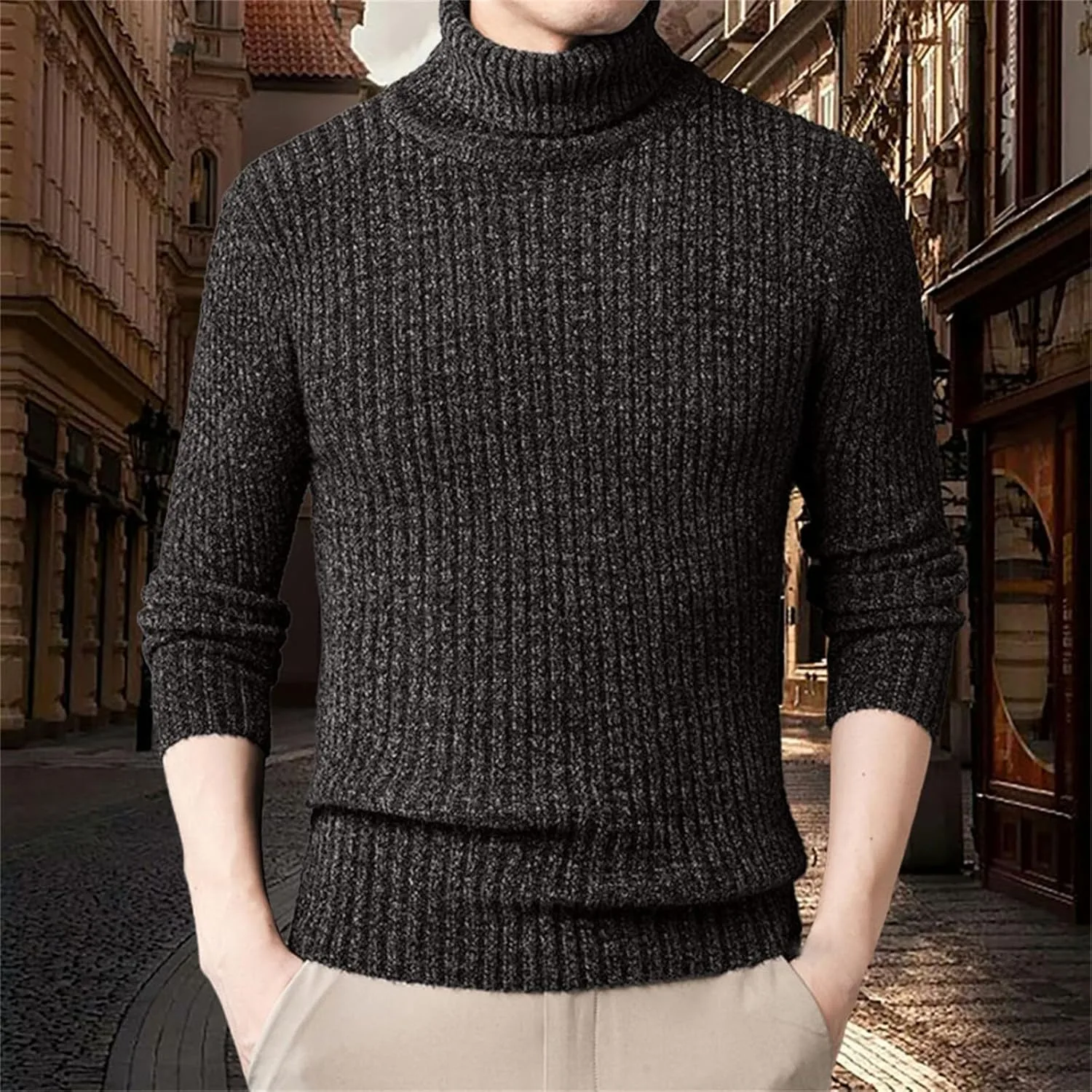 Мужской водолазка Casual Slim Fit Mock Neck — фото 2