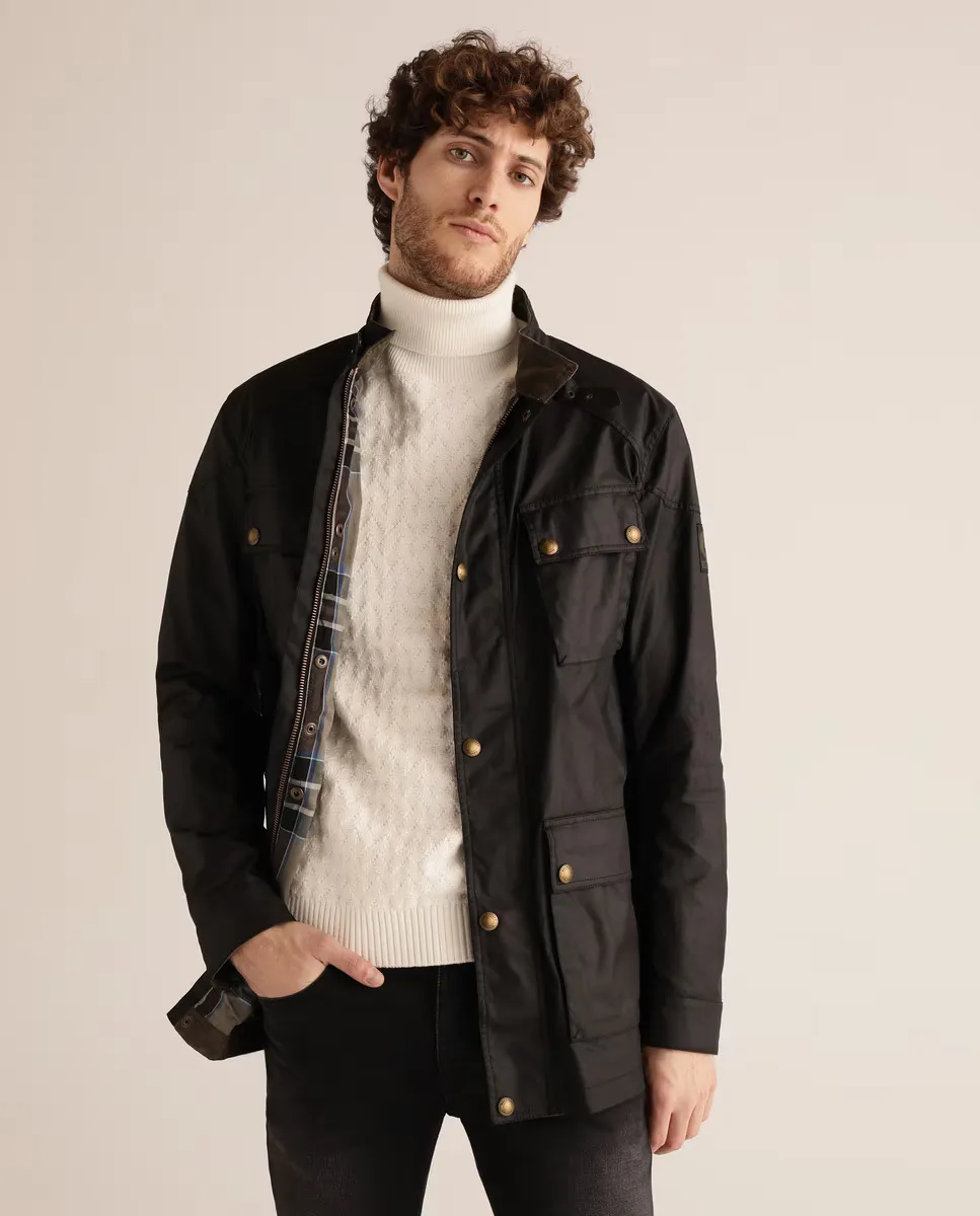 

Черное мужское пальто с четырьмя карманами Belstaff, черный