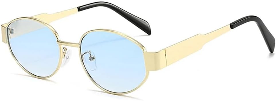 

Панк-очки в овальной металлической оправе для женщин, защита от УФ-излучения UV400, прозрачные линзы с градиентом «океан» для занятий спортом на открытом воздухе, бега и езды на велосипеде generic, Golden Blue