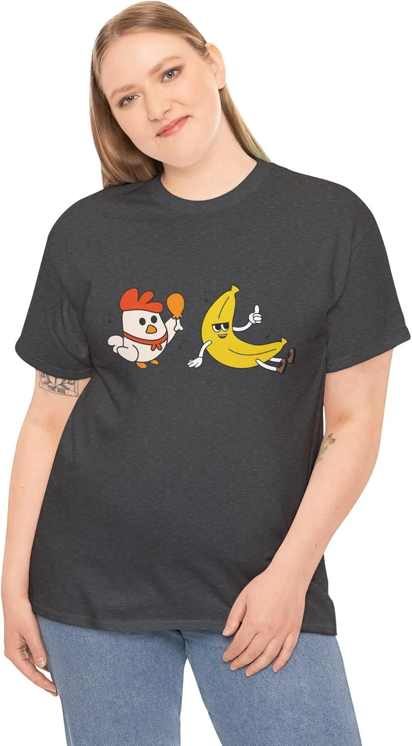 Футболка с принтом "Chicken Banana Funny Animal", стильная повседневная рубашка, унисекс из плотного хлопка, подарок для детей, футболка для дня рождения GENERIC, Dark Heather — фото 4