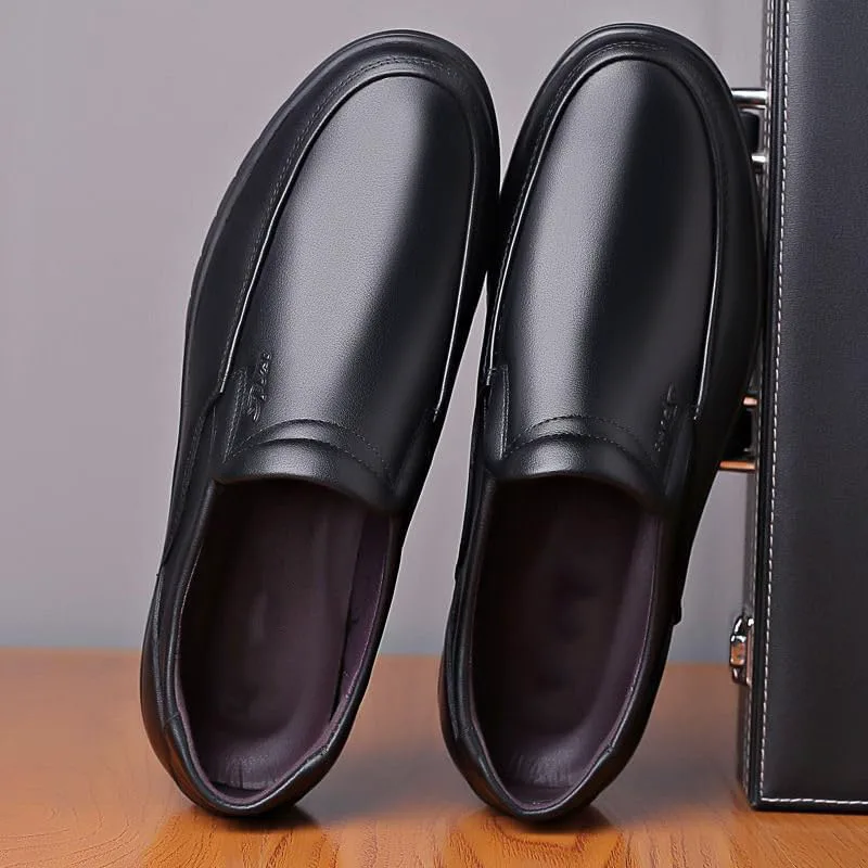Men's Fashionable Casual Business Leather Shoes - Anti-Slip Comfortable, Suitable All Seasons, Lightweight Breathable Fusecottc, черный — фото 2
