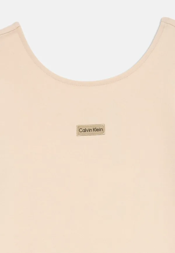 Платье-Трапеция из трикотажа, сочетающее в себе различные материалы Calvin Klein Jeans, Whitecap Gray — фото 3