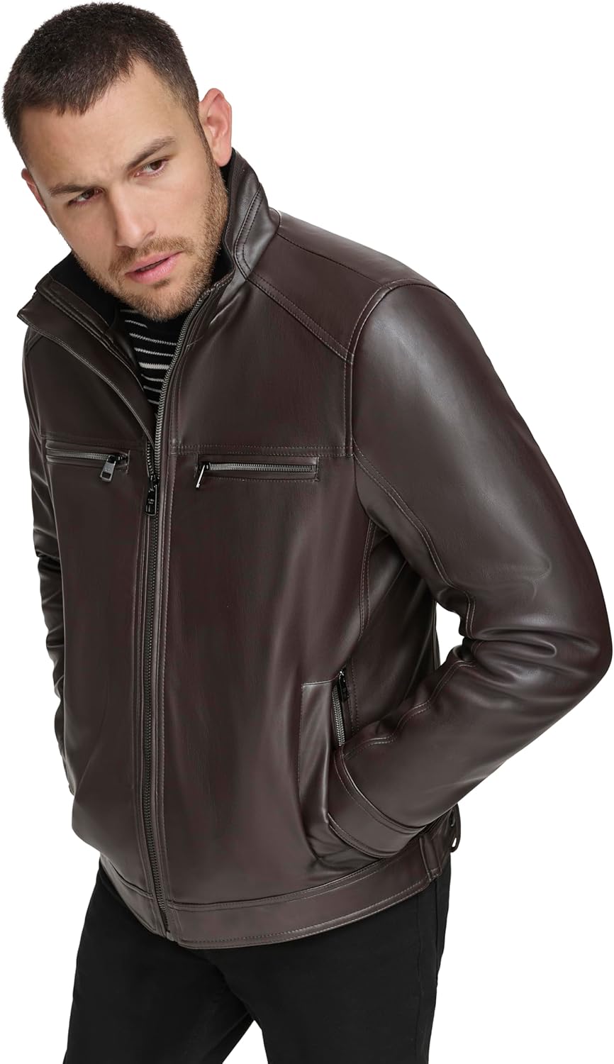 Мужская повседневная куртка Calvin Klein Essential из искусственной кожи, Heritage Brown — фото 3