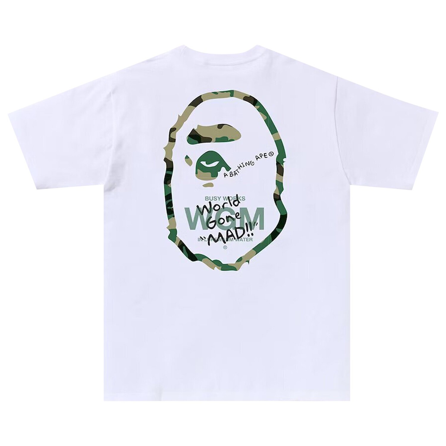 BAPE Woodland Camo WGM Футболка с головой обезьяны, цвет белый — фото 2