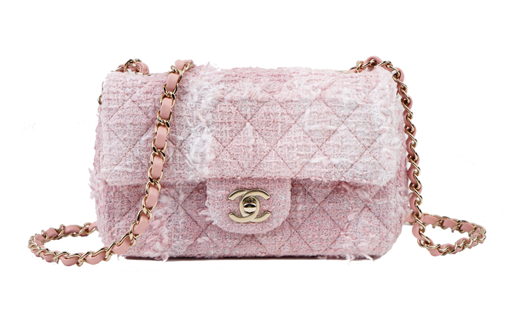 

Твидовая мини-сумка через плечо розовая CHANEL